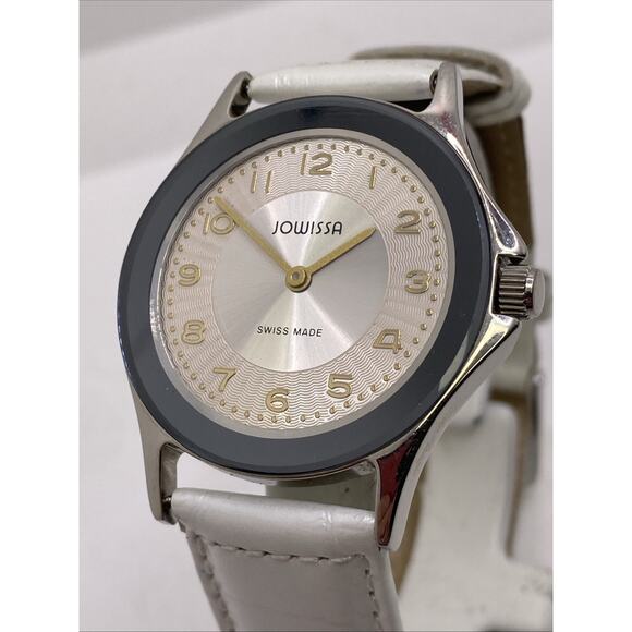 Jowissa Womens Swiss Silver Tone White Leather Watch Works New Battery main image 8